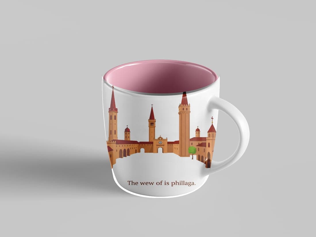 A landmark illustration printed on a mug